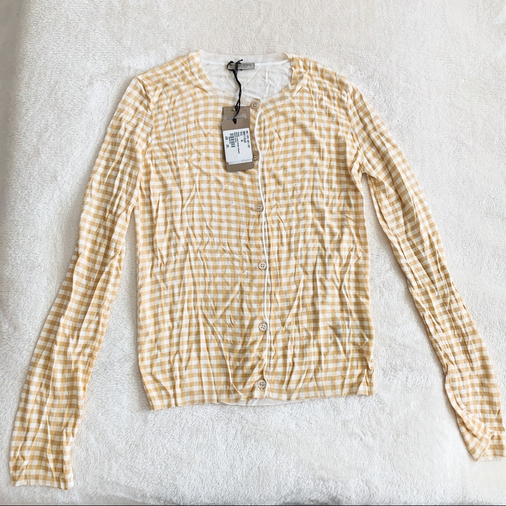 NWT Bottega Veneta Runway Gingham Check Cardigan